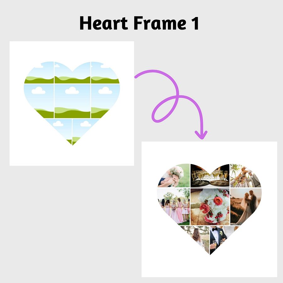 6 Heart-Shaped Photo Collage Frames Canva Templates product image (3)