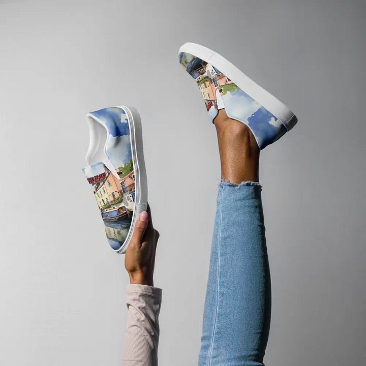 Little Italy - England - All Over Print - Watercolor - Slip On Canvas Shoes product image (2)
