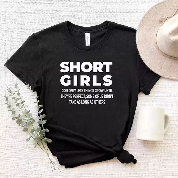 Womens Short Girls T-shirt Funny Saying God Only Lets Things Grow Sarcastic Tee product image (2)