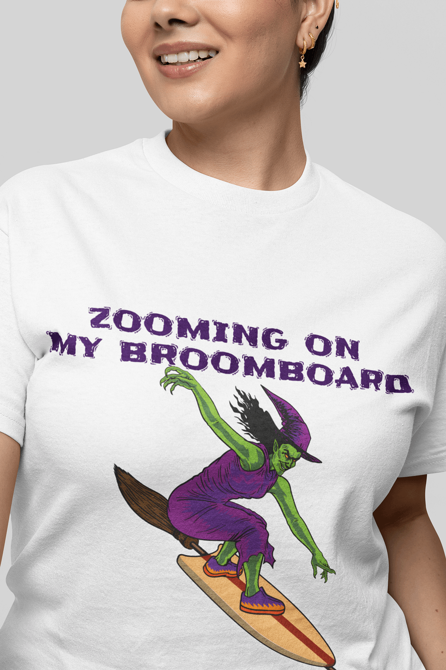 Witch on Broom Board Surfing Tee product image (3)