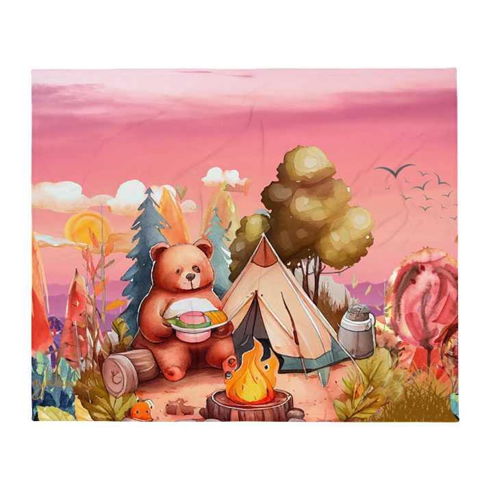 Camping Bear Throw Blanket product image (1)