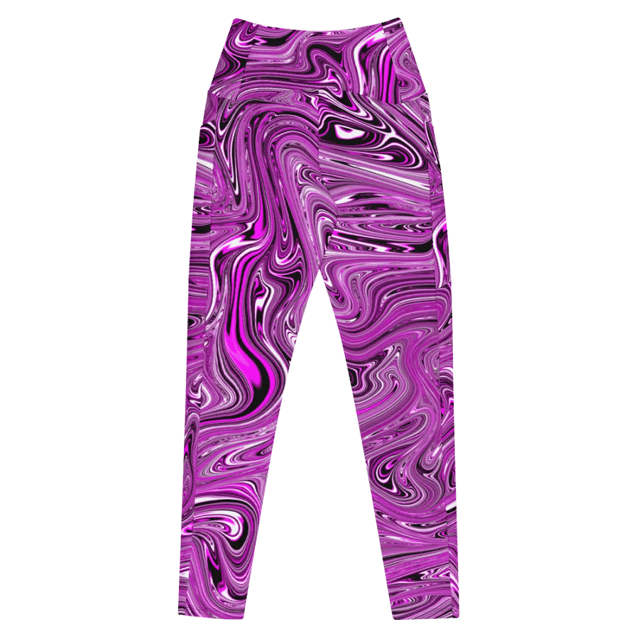 Leggings with Pockets - Purple and White Fluid Swirls product image (7)