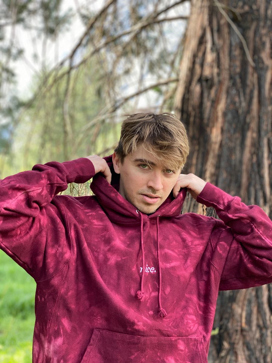 Exclusive Champion Tie Dye 'Nice.' Signature Hoodie (Red) product image (8)