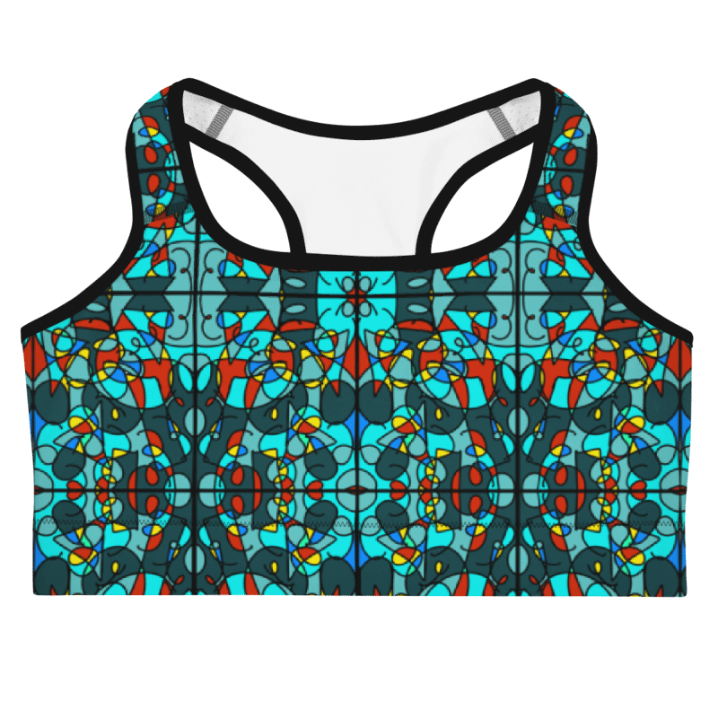 Turquoise Stained Glass – Vibrant Pattern Basic Sports Bra product image (1)