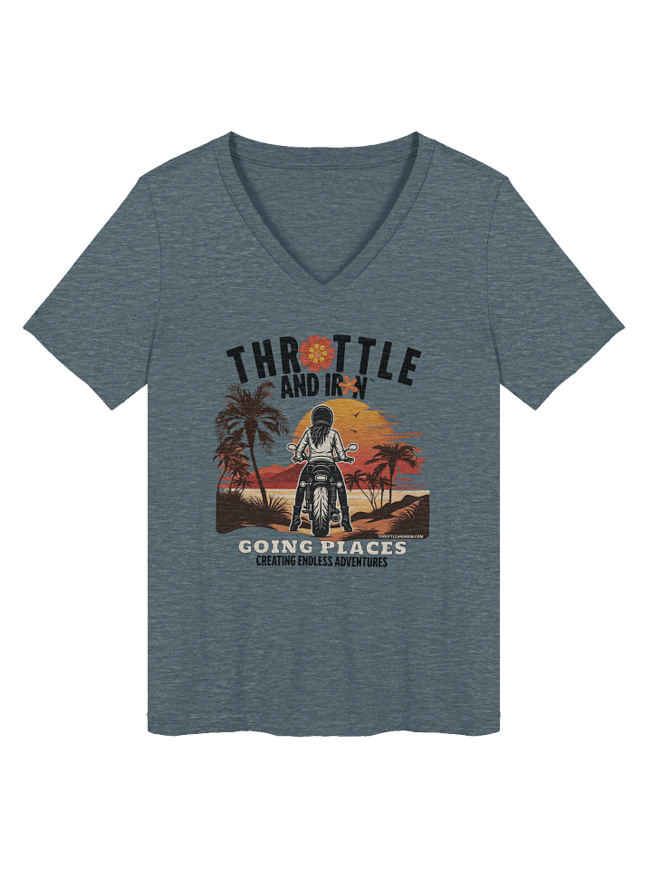 Throttle & Iron “Going Places” Women’s V-Neck Tee (2) Wheel product image (1)