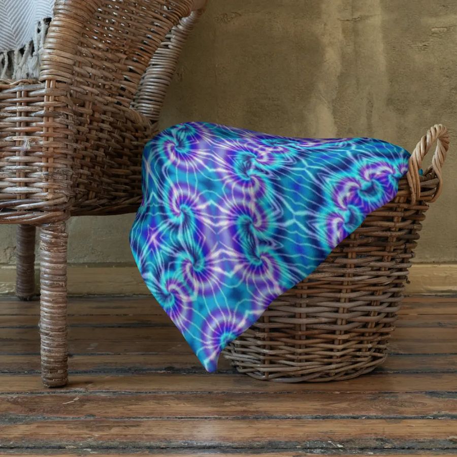 Blue and Purple Tie Die Kaleidoscope Throw Blanket product image (22)