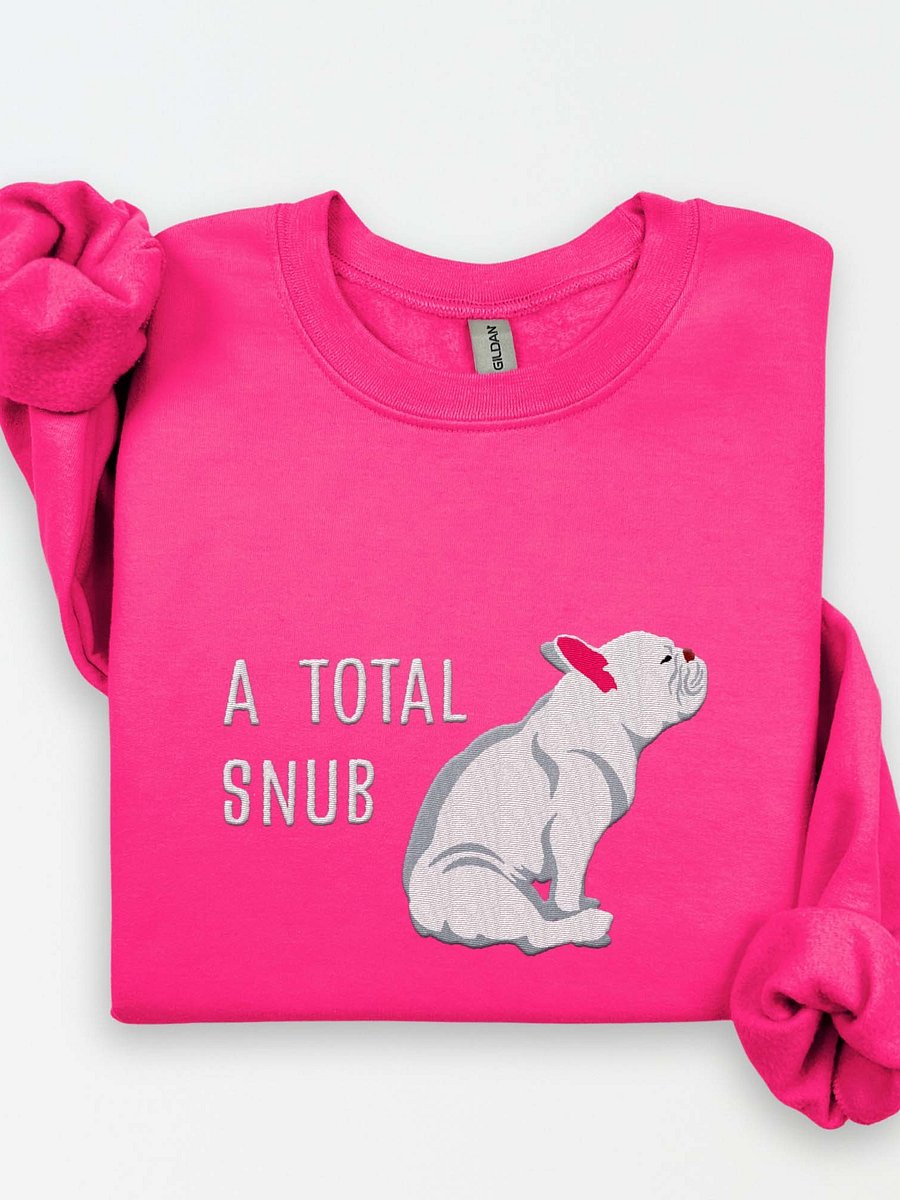 A Total Snub Sweatshirt (Embroidered) of a French Bulldog(White) product image (1)