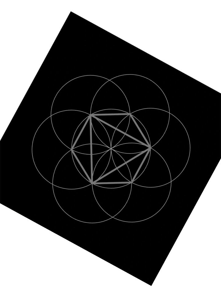 Octahedron Square Sticker – Grey with Flower of Life on Black product image (6)