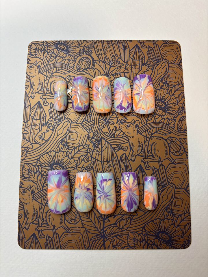 Handpainted 'Tye Dye' Press On Nails product image (1)