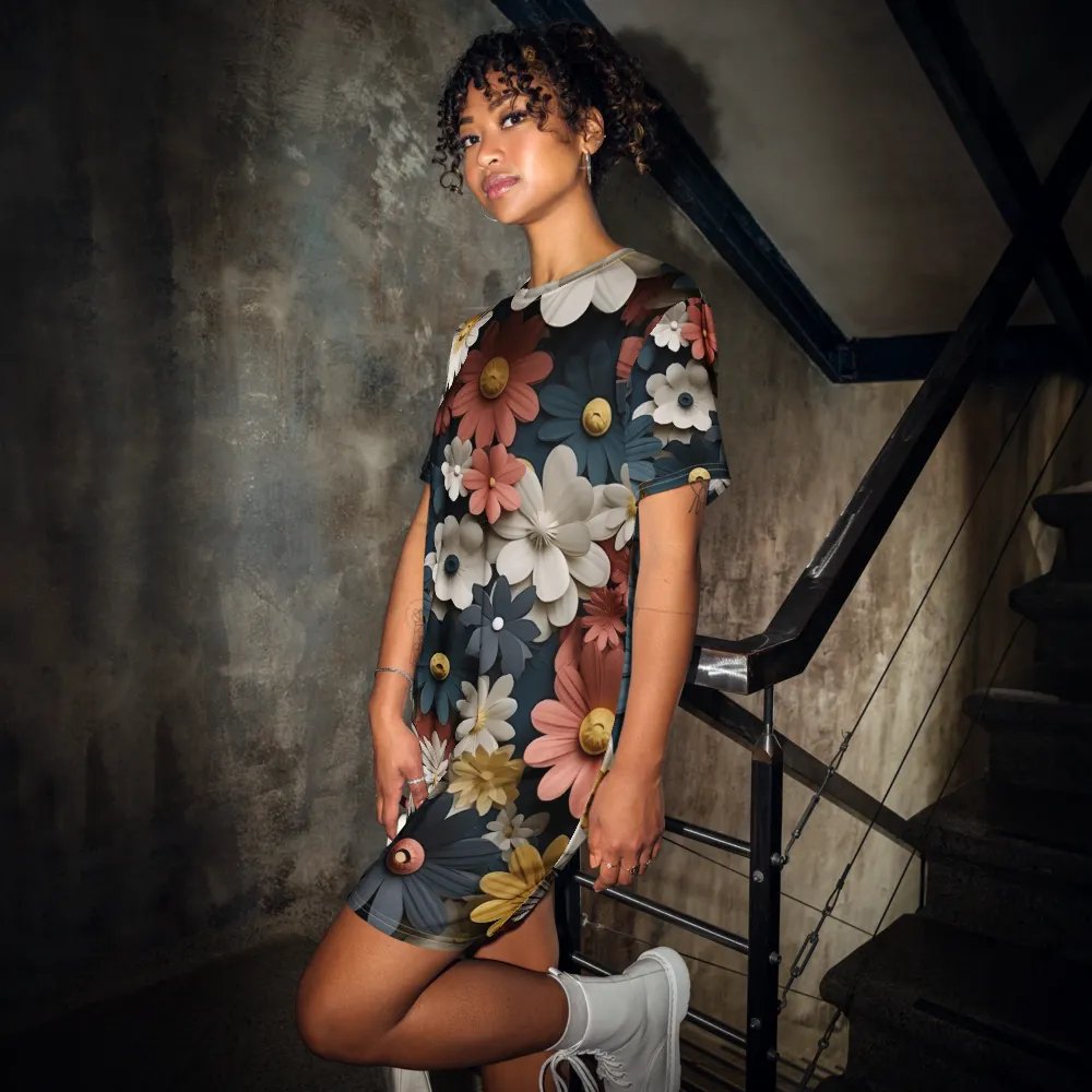 3D-Ditsy-Flowers-Seamless-Patterns T-shirt Dress - V10 product image (3)