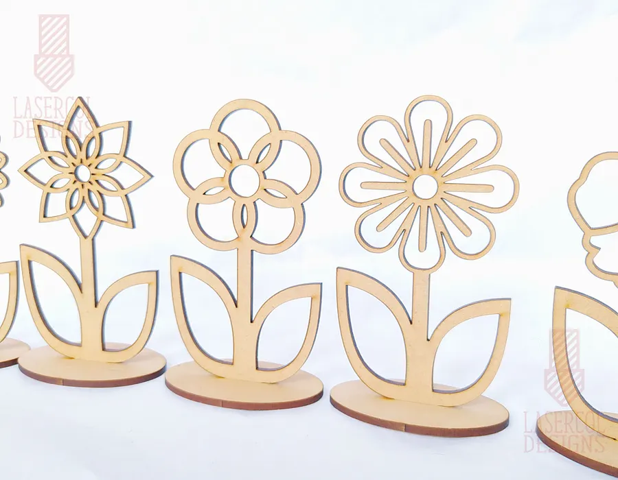 Flowers - Set 2 - (Two Sizes, Five Styles) - Laser Cut Files product image (2)