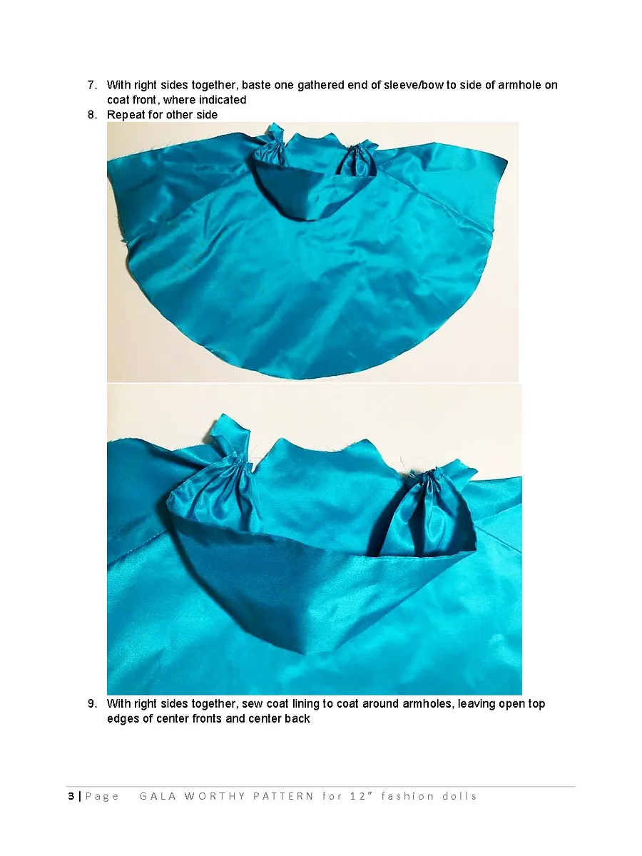 Gala Worthy sewing pattern for 12" fashion dolls product image (3)