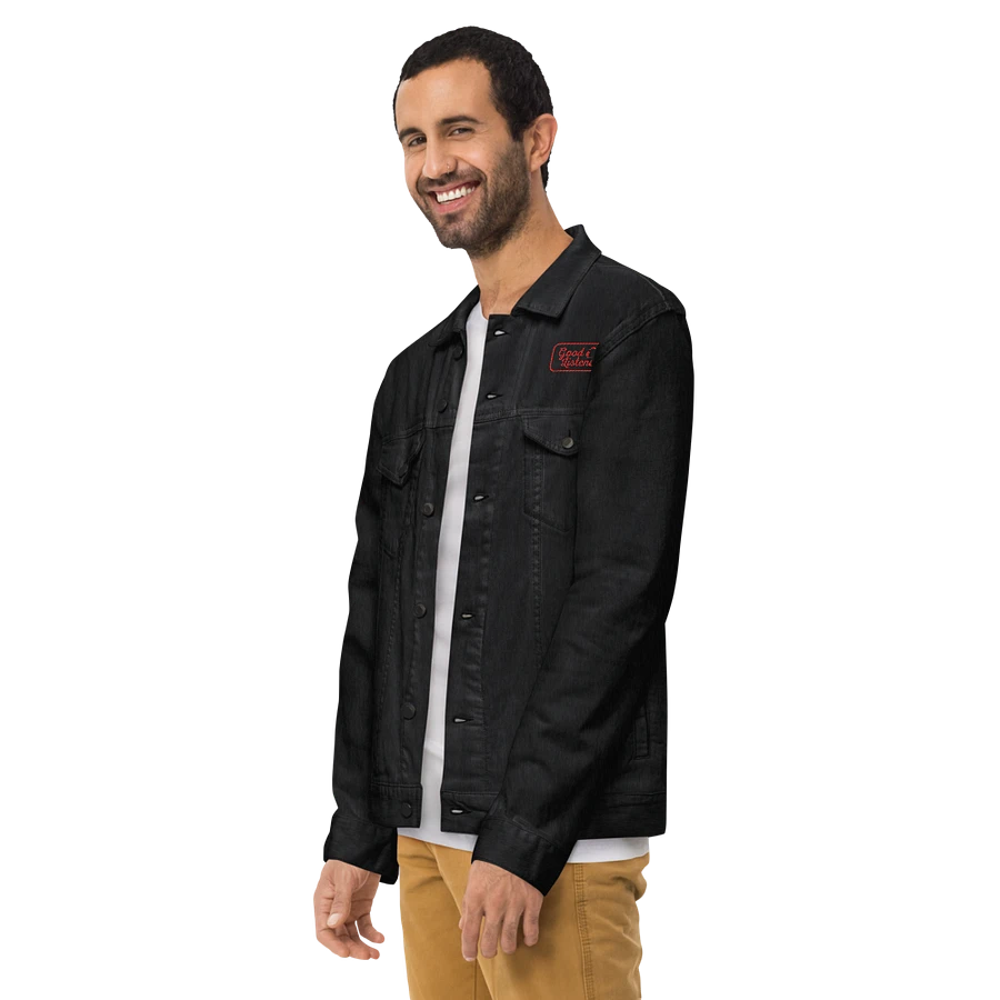 Good Listener Logo Embroidered Jean Jacket - Black and Red product image (26)