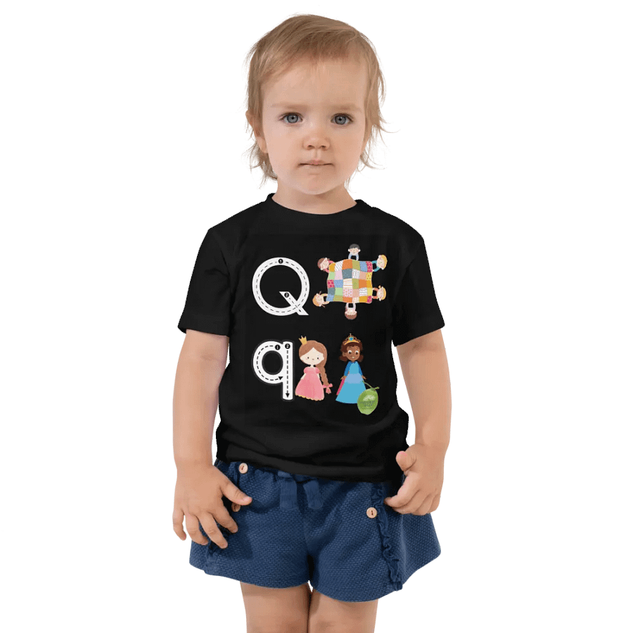 Toddler's Black Tee👚 Alphabet Write Qq 📝 A-Z product image (1)