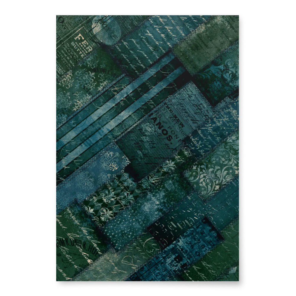 Elegant Vintage Green Blue Script Wrapping Paper product image (4)