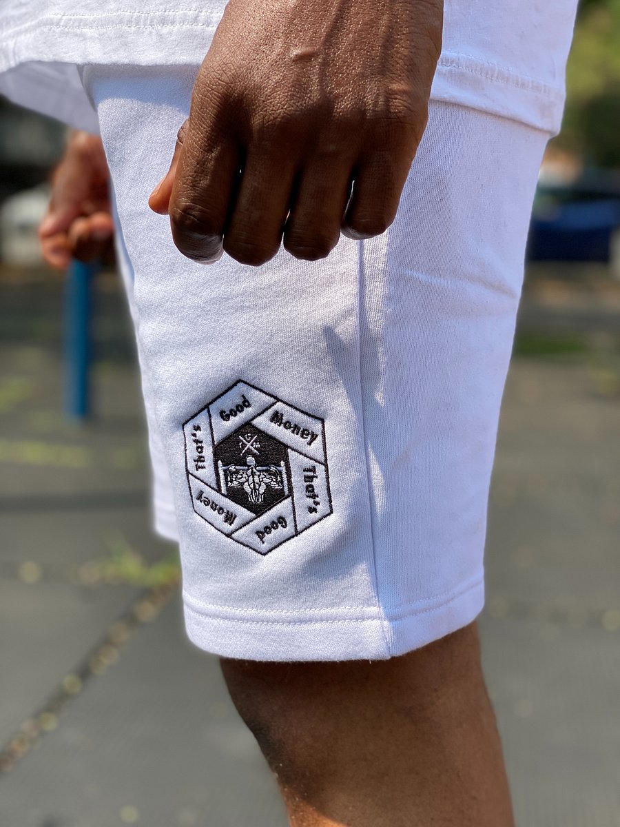 That's Good Money Embroidered White Shorts product image (4)