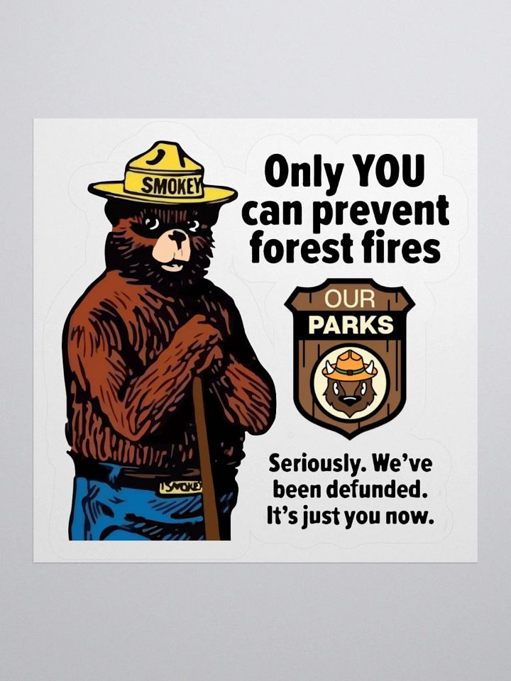 We've been DEFUNDED! Smokey Our Parks Bear Sticker 3 SIZES! Alt National Parks Kiss Cut Vinyl product image (1)
