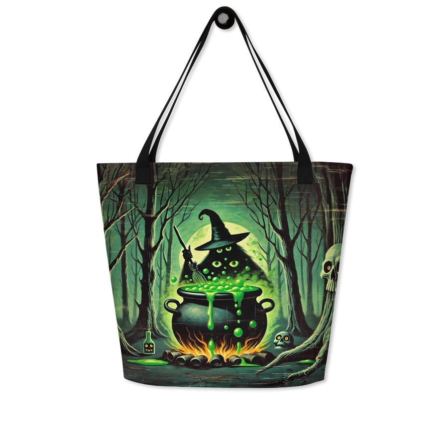 Cauldron Monster Large Halloween Tote Bag (Distressed Look) product image (4)