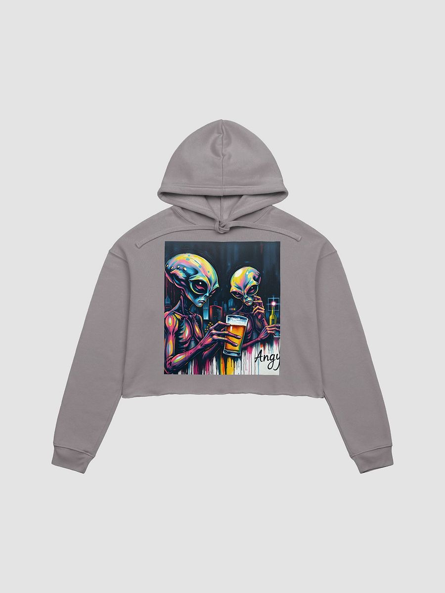 Aliens confused by beer, chic supersoft crop hoodie product image (1)