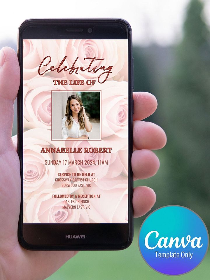 Pink Roses Evite Canva Template product image (1)