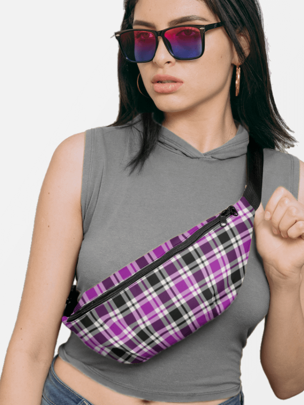 Purple, Black, and White Plaid Fanny Pack product image (1)