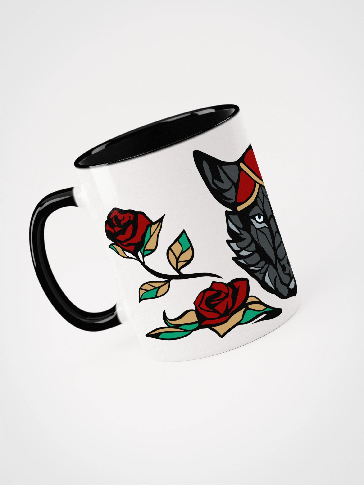 White Mug - Wolf & Roses product image (3)