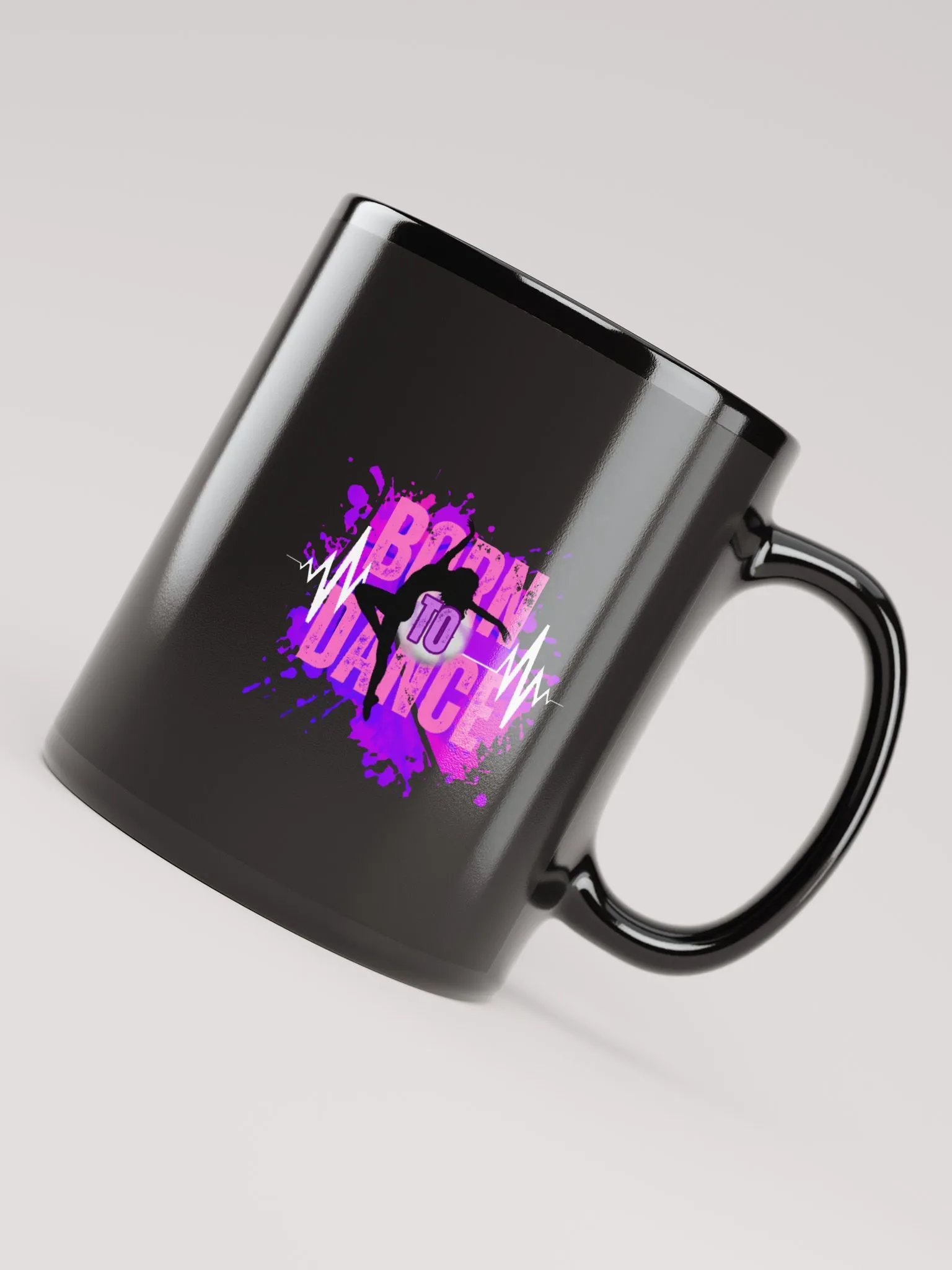 Born to Dance Her Silhouette + Rainbow Create Greatness Glossy Black Mug product image (4)