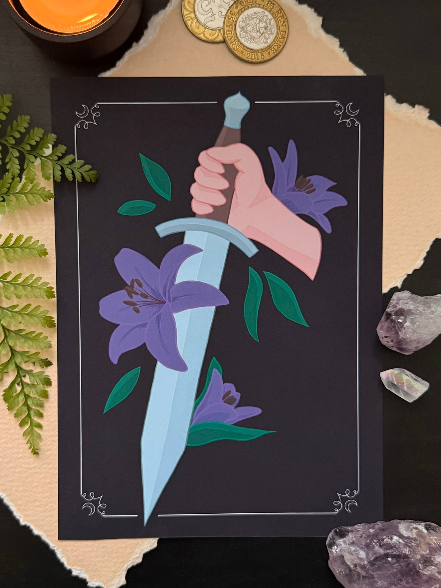 Shortsword with Lilies - Medieval Weaponry 5x7" Art Print product image (1)