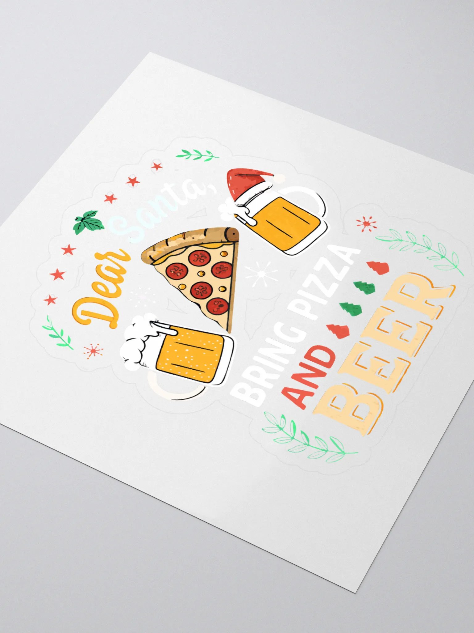 Dear Santa Bring Pizza and Beer Kiss Cut Stickers - Cotton Craze Logo product image (3)