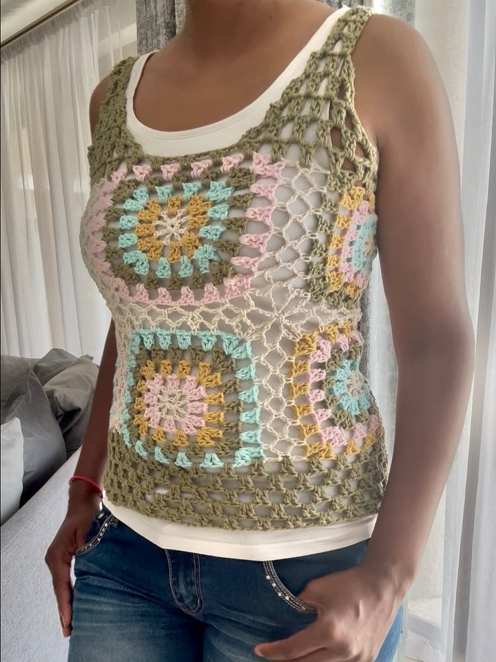 Crochet Granny Square Tank Top Written Pattern product image (2)