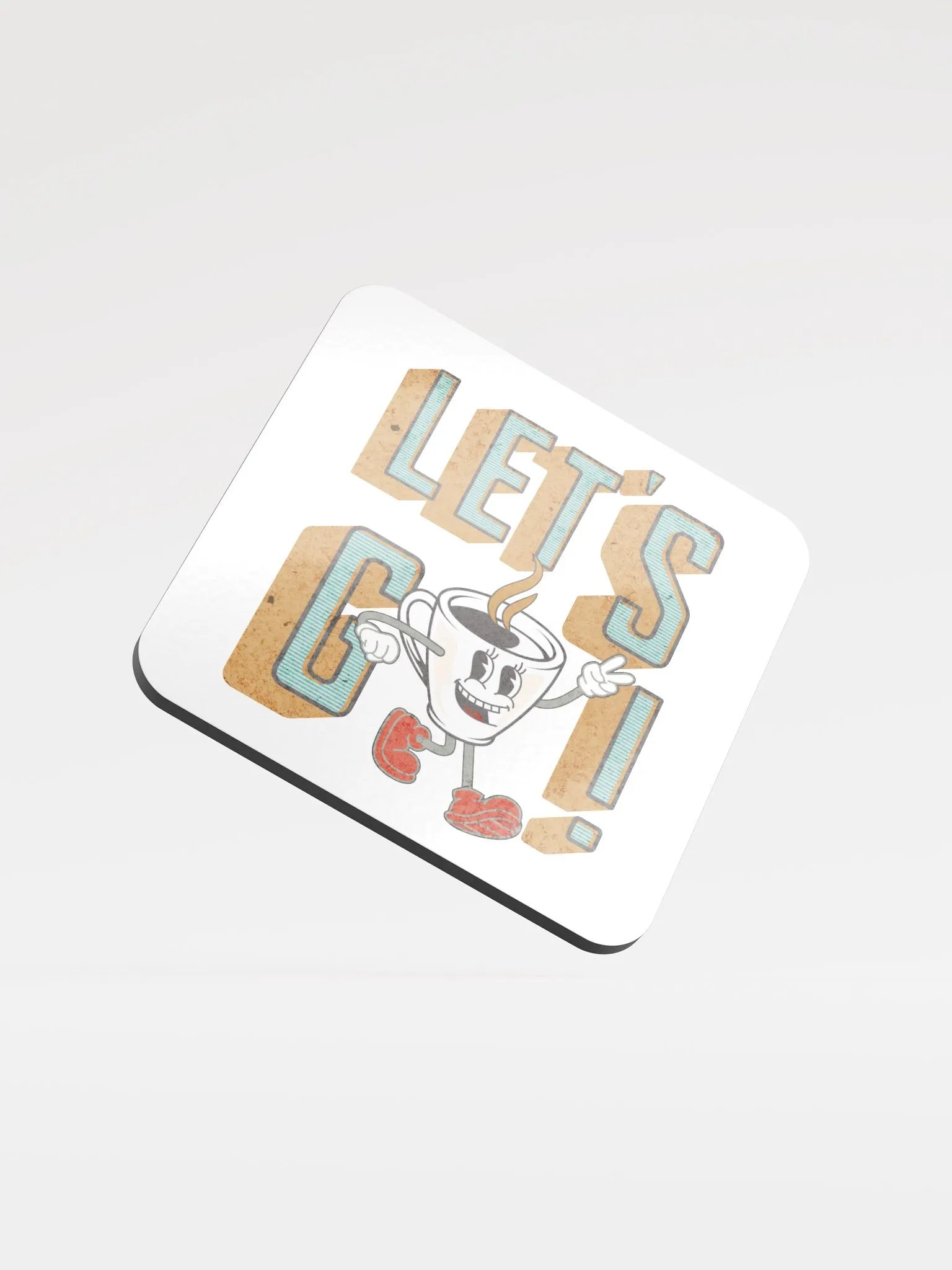 Lets Go Coffee Mascot Cheerful Coffee Coaster product image (2)