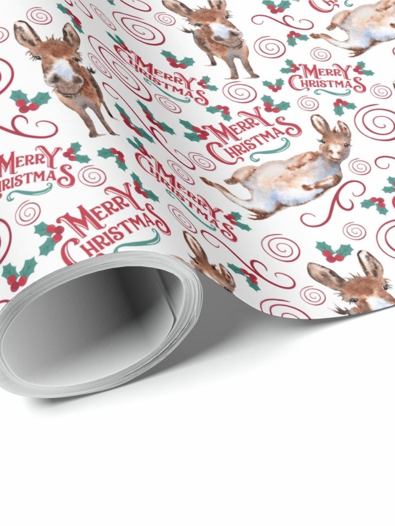 Donkey Merry Christmas Gift Wrapping Paper product image (1)