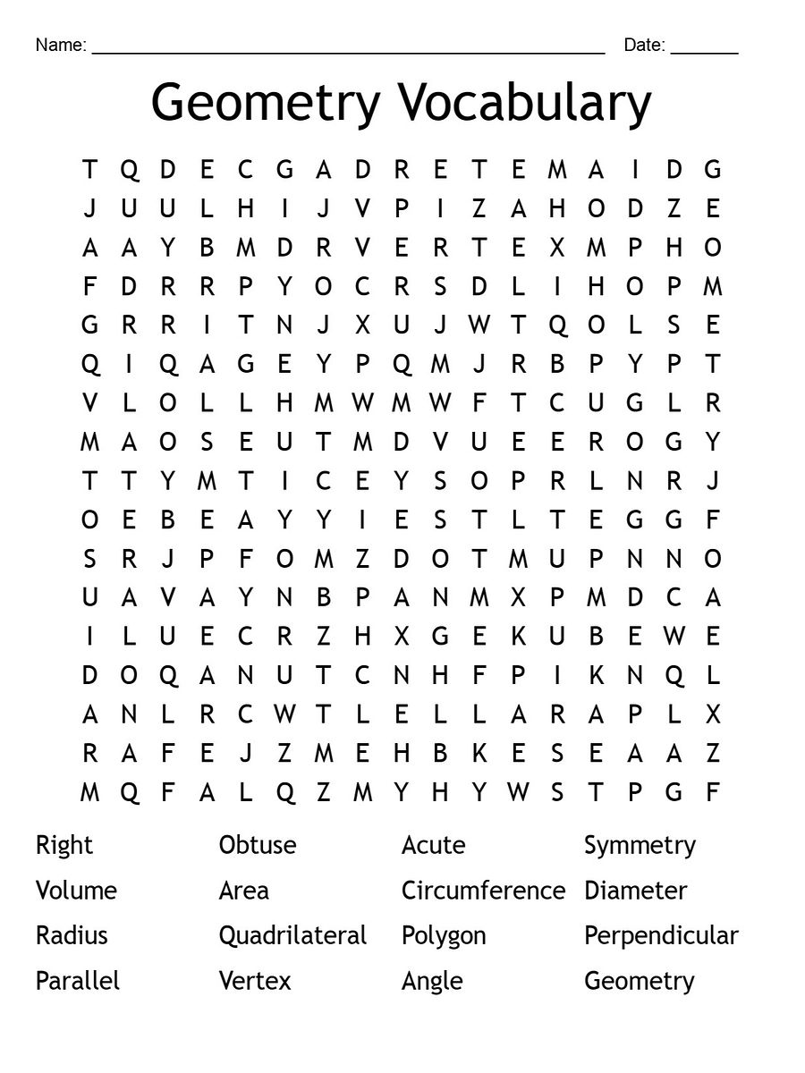 Printable Geometry Vocabulary Word Search – 16 Key Terms! product image (2)