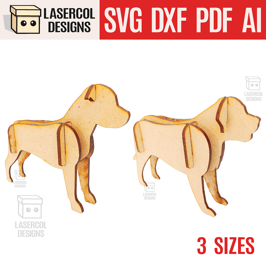 Dogs 3d Puzzle (3 Sizes) Set 4 - Laser Cut Files product image (1)