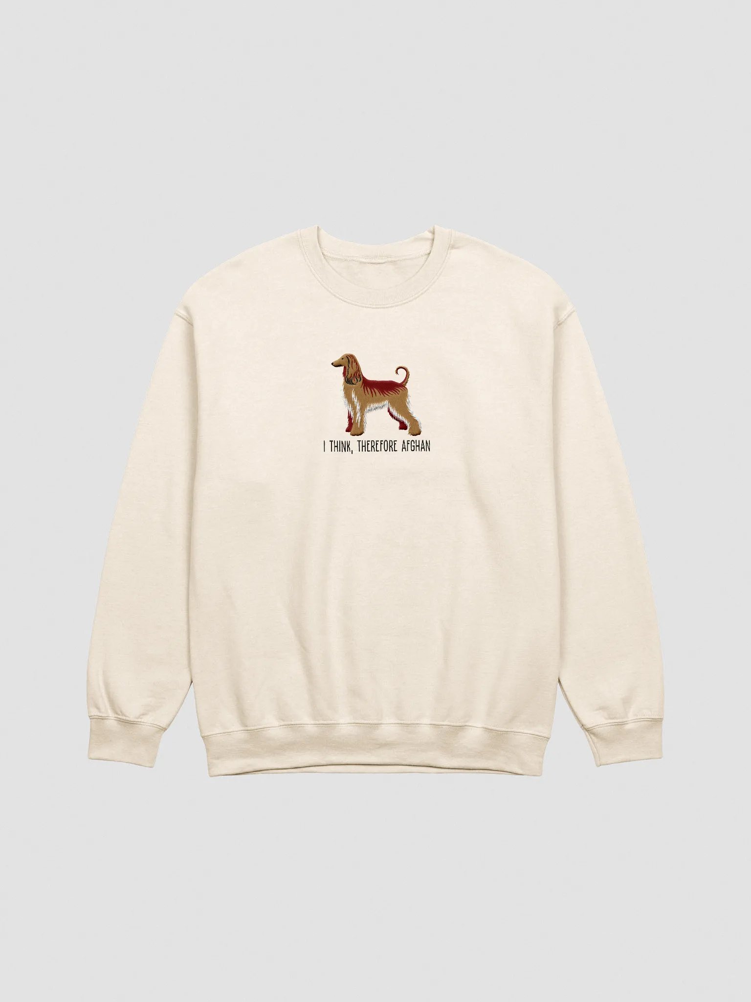 I Think Therefore Afghan Sweatshirt (Embroidered) of an Afghan Hound product image (3)