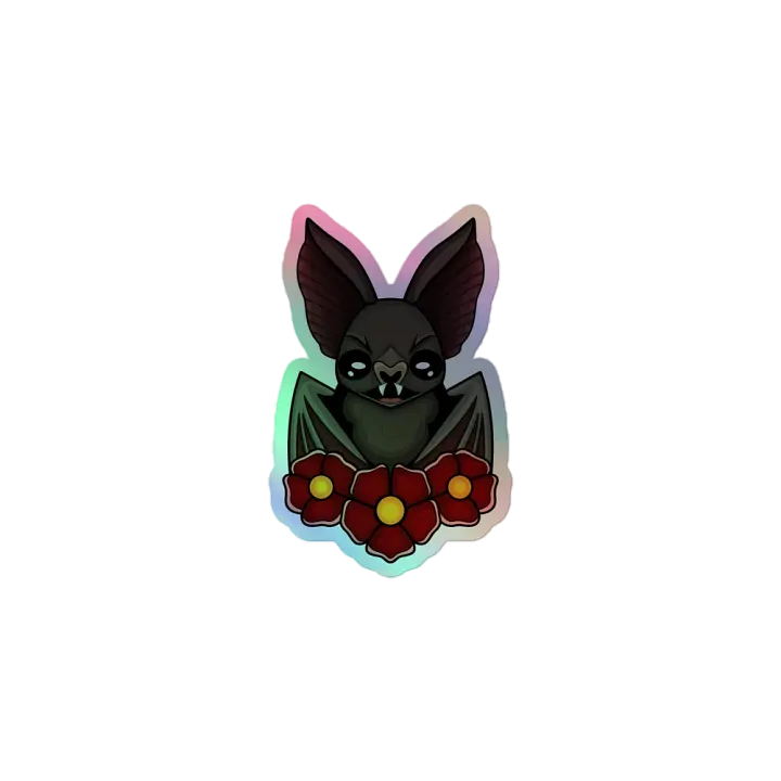 Floral Bat Holographic Sticker product image (1)
