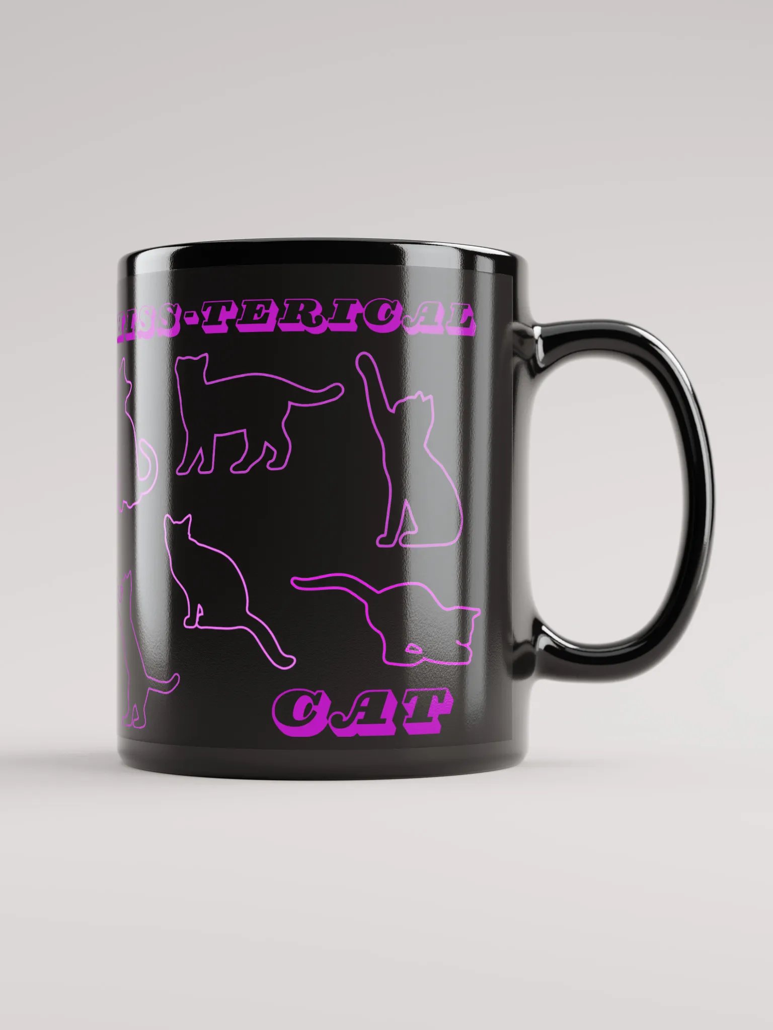 HISS-TERICAL Cat Black Glossy Mug 11oz product image (1)