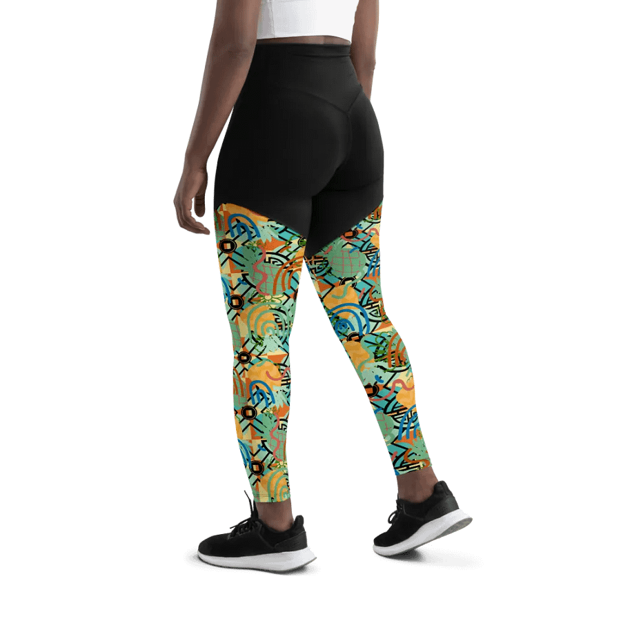 Yadit Abstract Collection in Green-Blue - All-Over Print Sports Leggings product image (5)