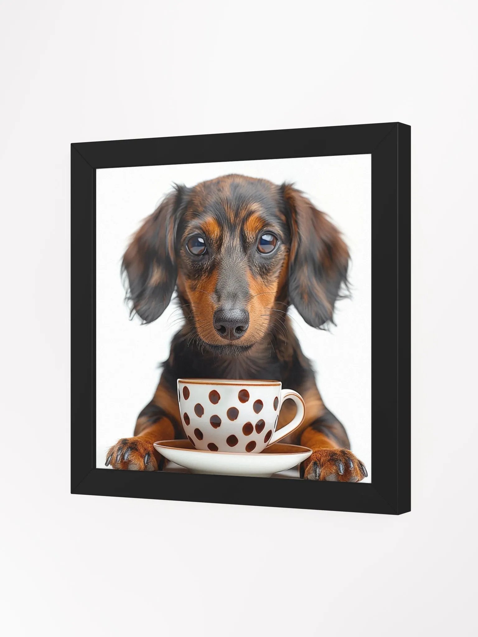 Coffee Lover Cute Dachshund Dog Framed Wall Art product image (12)
