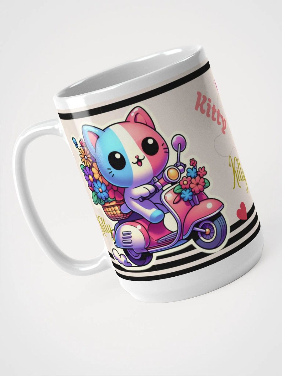 Happy kitty is Cycling!-White Glossy Mug product image (3)