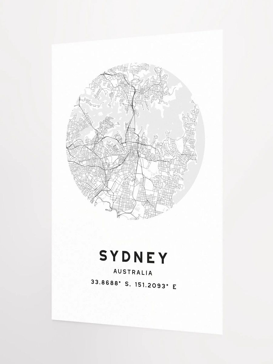 Sydney Street Map Poster – White Minimalist Circular City Art product image (6)