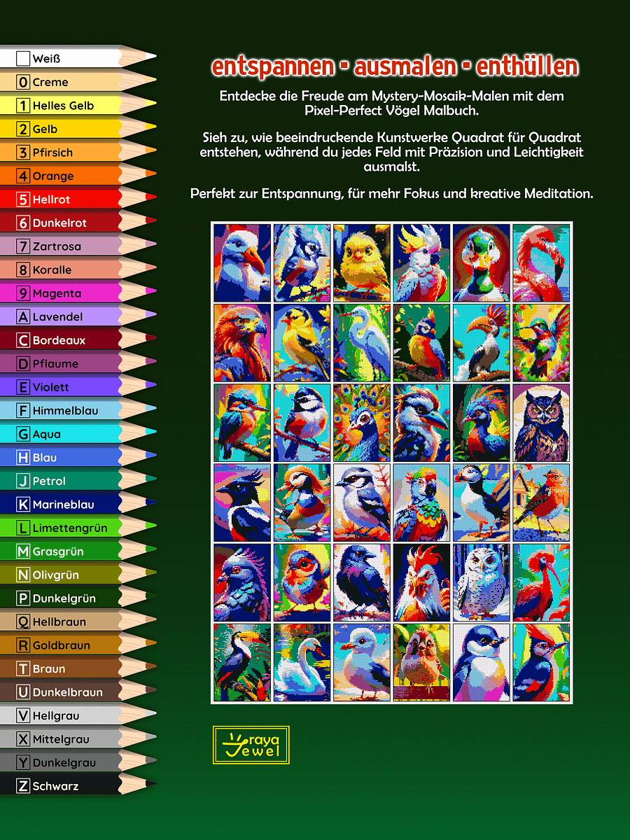 Pixel-Perfect Vögel Pixel Malbuch nach Zahlen - Druckbares PDF product image (2)