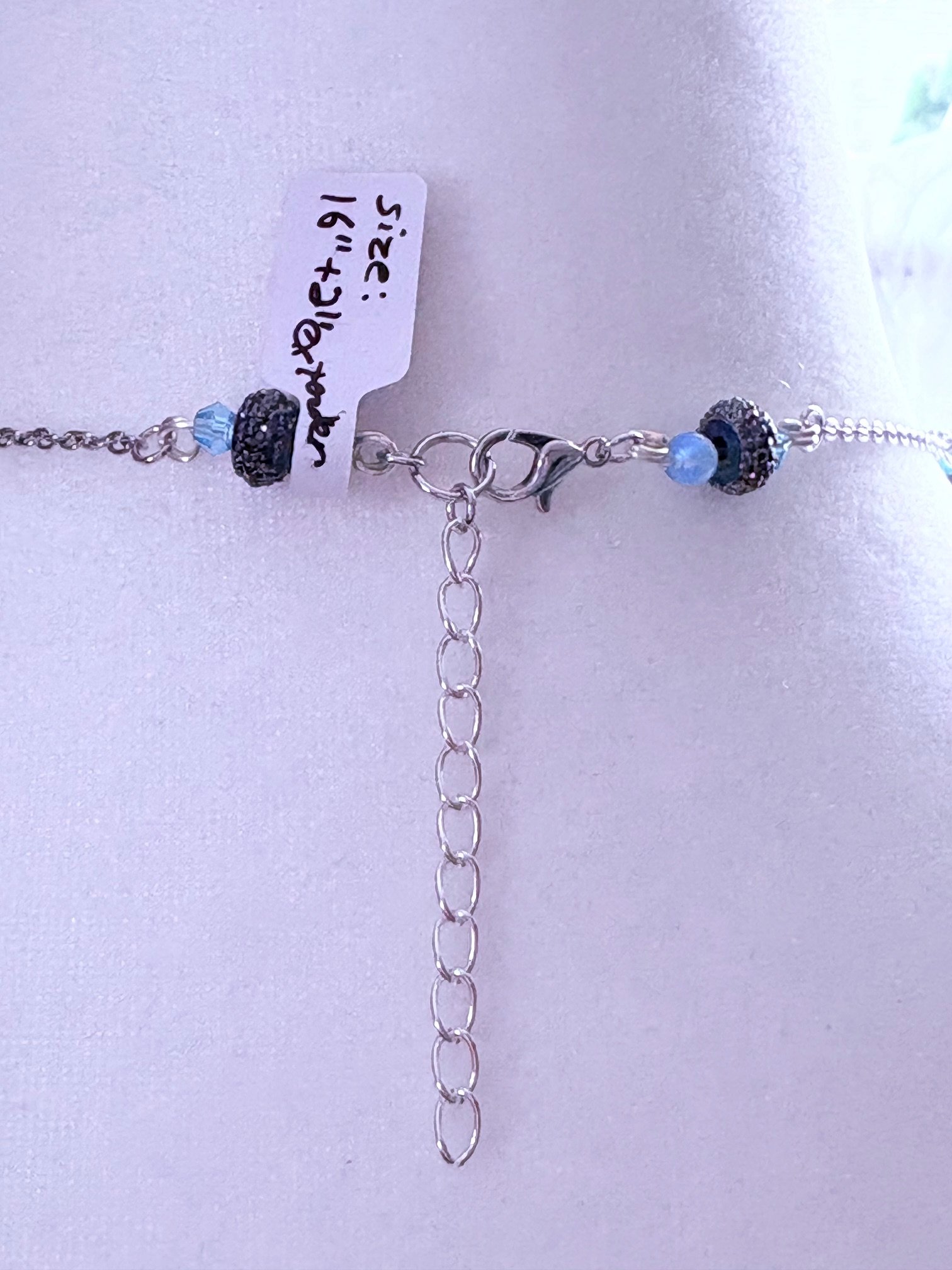 MFD-00267 | Blue Geode Druzy Pendant Necklace with Stainless Steel Link Chain and Paperclip Chain | December Birthstone Inspired | Handmade Jewelry by Monique Faella Designs™ product image (7)