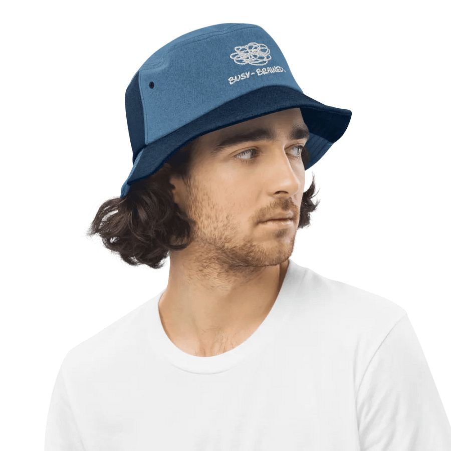 BUSY-BRAINED (white) embroidered denim bucket hat product image (14)