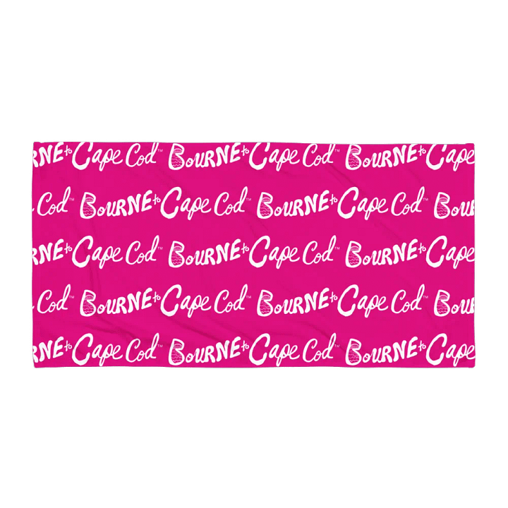 BRN.2C.C.™ | Coastal Classic Beach Towel | All-Over Horizontal Logo Print | Vibrant Colors for Salty Souls | White Logo on Vibrant Pink product image (1)