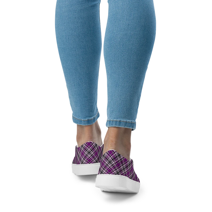Purple, Gray, and Black Plaid Women's Slip-On Shoes product image (9)