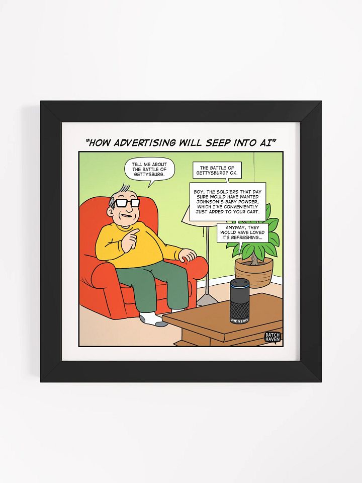 "How advertising will seep into AI" framed poster (10″×10″) product image (1)