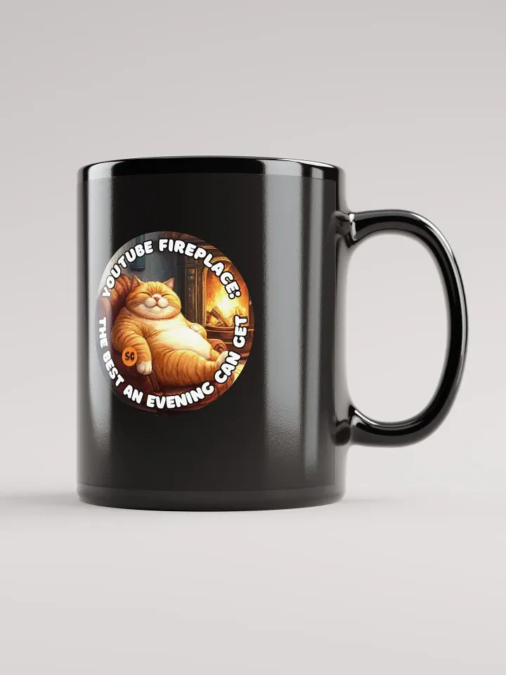 Cozy Cat - YouTube Fireplace: The Best an Evening Can Get | Black Glossy Mug product image (2)