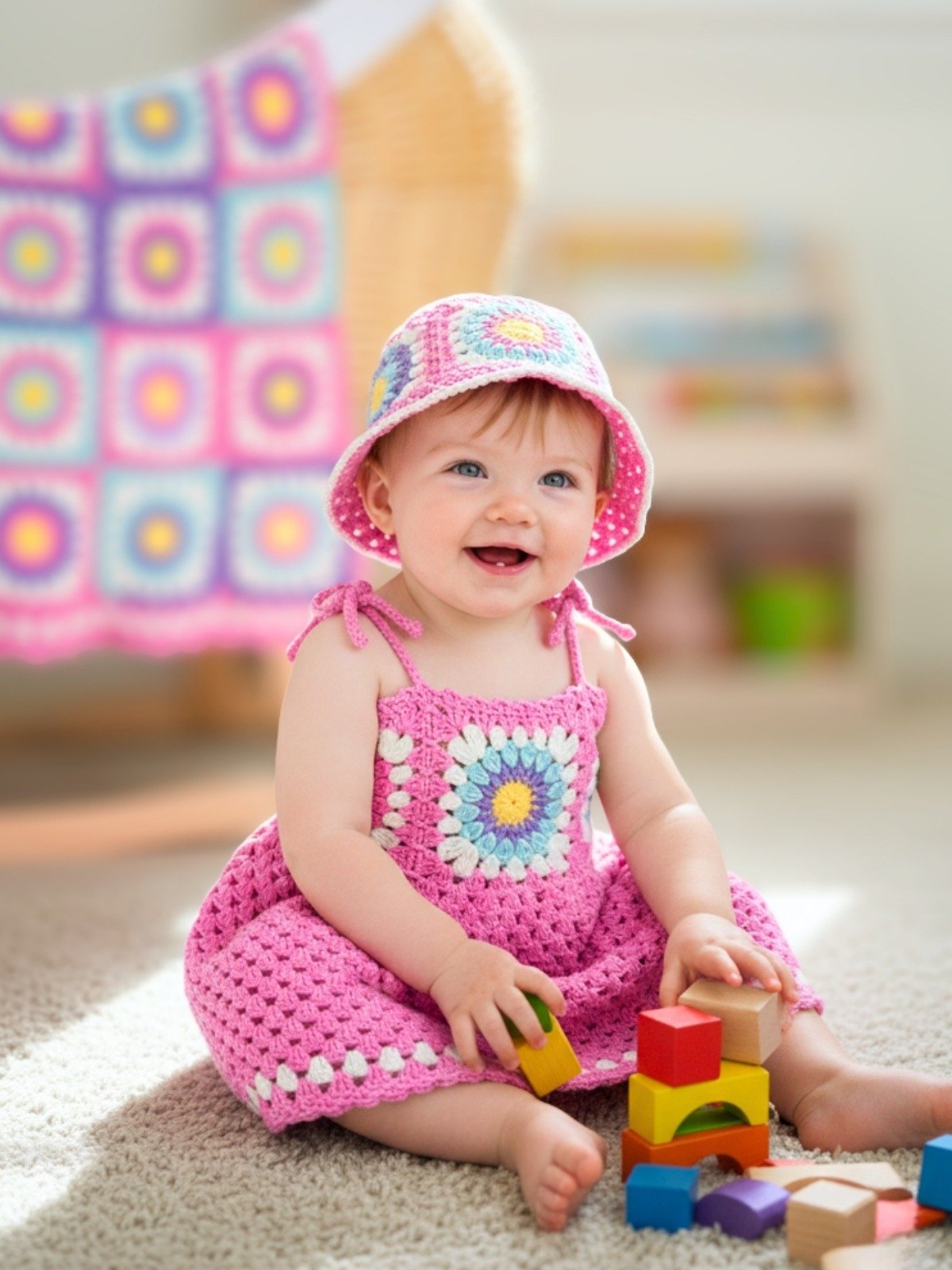 Sunburst Crochet Bucket Hat Pattern – Granny Square Summer Hat – DIY Colorful Festival Hat – Crochet PDF Pattern product image (5)