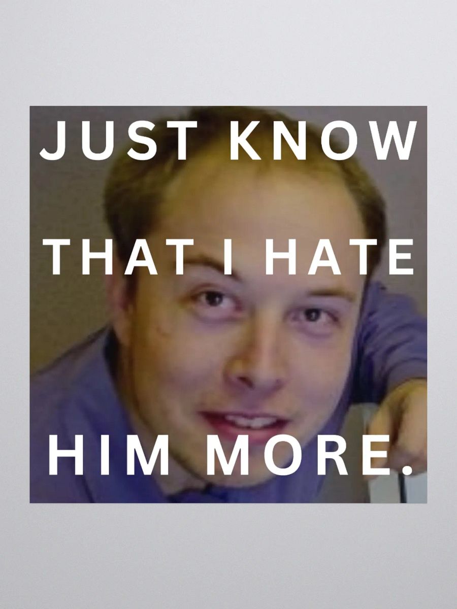 I HATE HIM MORE. (Anti-Elon Tesla Sticker) product image (2)